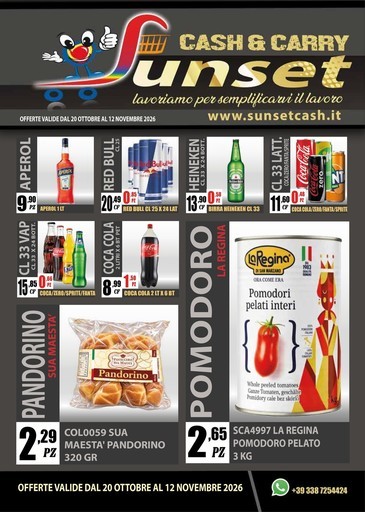 Sunset Cash&Carry - Offerte valide dal 20 ottobre al 12 novembre 2026